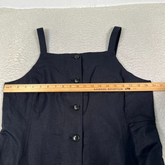 Alex Mill Linen Blend Mini Dress Womens XL Button‎ Front Sleeveless Casual Black - Picture 7 of 11